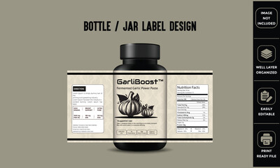 Garlic Paste Supplement Bottle Jar Label Design