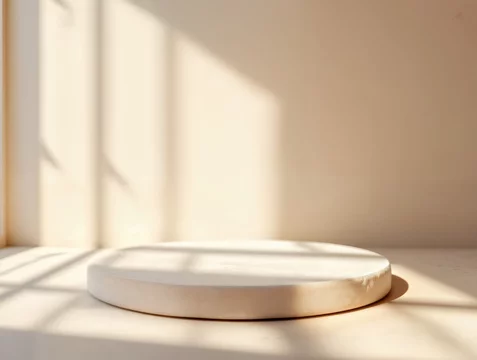 Beige Fabric Podium with Sunlit Shadow Play