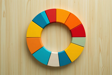 Obraz premium Colorful Wooden Building Blocks Forming a Circular Design