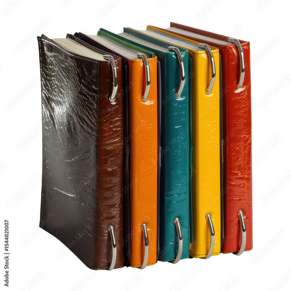 Aufkleber colorful binders arranged neatly, showcasing variety of vibrant colors and textures, perfect for org