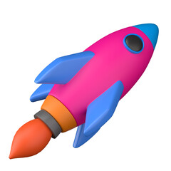 Colorful Rocket Ship Launch - Innovation and Growth Concept 3d illustration