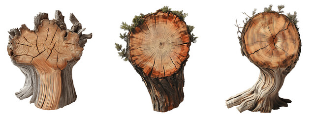 Collection of various cedar tree isolated on transparent background