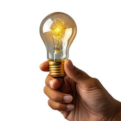 Hand holding glowing light bulb, symbolizing innovation and creativity. warm light emanates from bulb, creating inspiring atmosphere