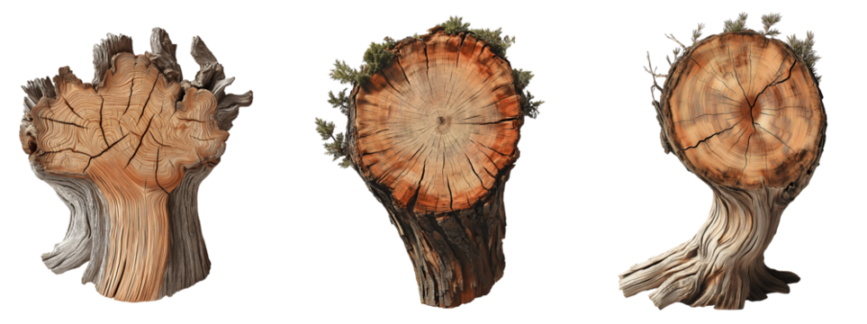 Collection of various cedar tree isolated on transparent background