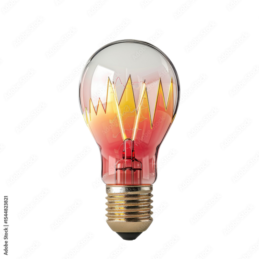 Poster decorative light bulb with unique design featuring gradient of red and yellow colors, creating vibra