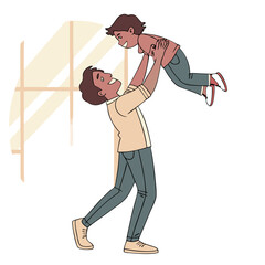  Father Lifting Child with Joy
