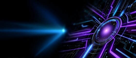 Cybernetic hub pulsates with vibrant energy streams