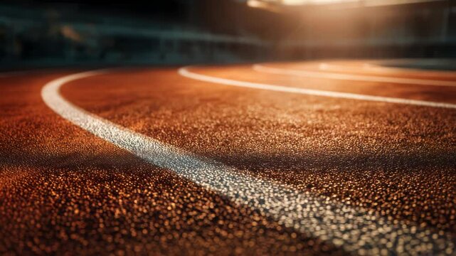 Dynamic perspective of an athletic track with blurred depth of field effect