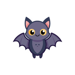 Fototapeta premium Flat and Minimal Cute Bat Character Icon vector illustration isolated on white background