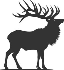 Black elk forest animal drawing silhouette vector illustration