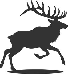 Obraz premium Black elk forest animal drawing silhouette vector illustration