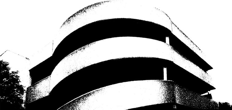 Dramatic curved ramp architecture in high contrast black and white