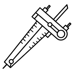 Precision Caliper Minimalist Line Vector