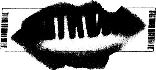 Ripped theatre ticket in high contrast black and white design for artistic projects