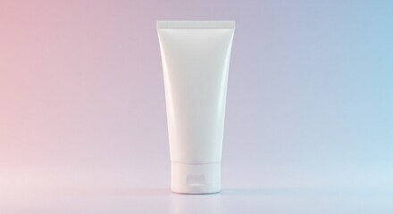 White cosmetic tube mockup for skincare product packaging on gradient background for beauty and health brand
