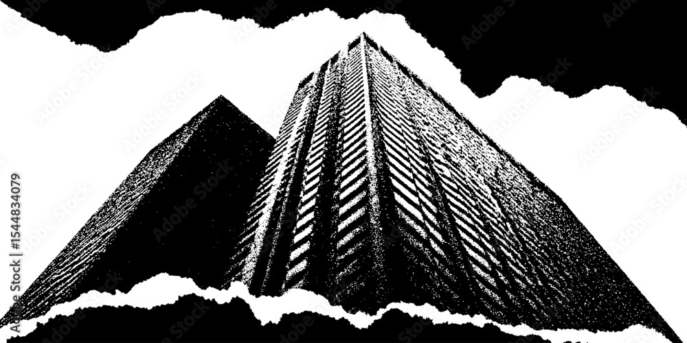 Poster Abstract urban architecture with skyscraper windows in high contrast black and white design