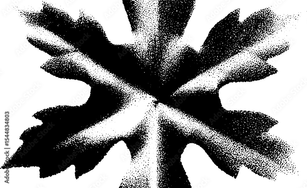 Poster high contrast snowflake outline in black and white for winter design