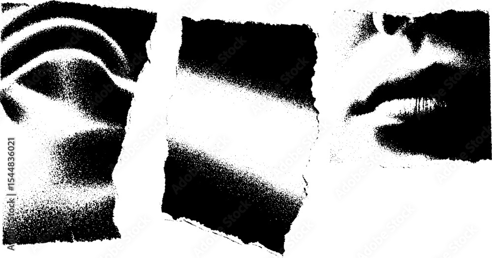 Poster Abstract high contrast subway tile pattern with fragmented design elements