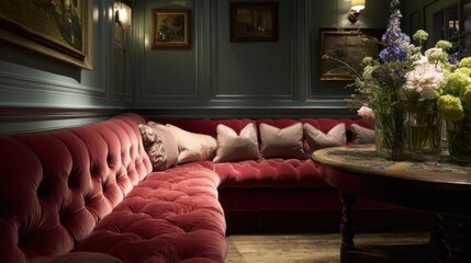 Plush velvet sofa set in a warmly lit living room corner, perfect for daily unwinding