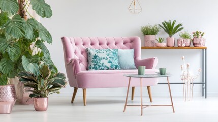 Relaxation corner in a bright, modern living room with soft cushions and cozy sofa
