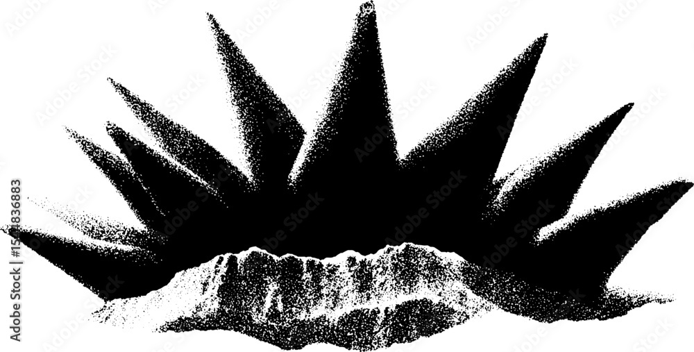 Poster high contrast abstract thorn cluster design in black and white