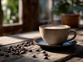 Steaming coffee creation artistic latte art