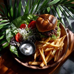 Sunny burger platter a gourmet delight