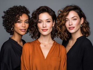 Three women showcase jewelry elegance