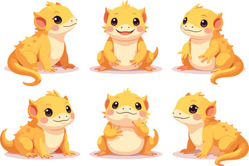 Cute Cartoon Baby Dragons in Different Poses
