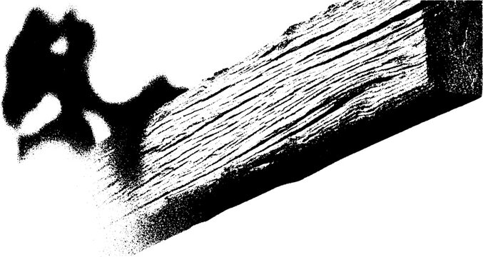 Weathered wood beam in high contrast black and white design