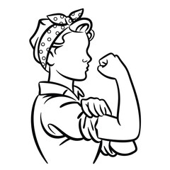 We Can Do It Rosie the Riveter Icon Line Art