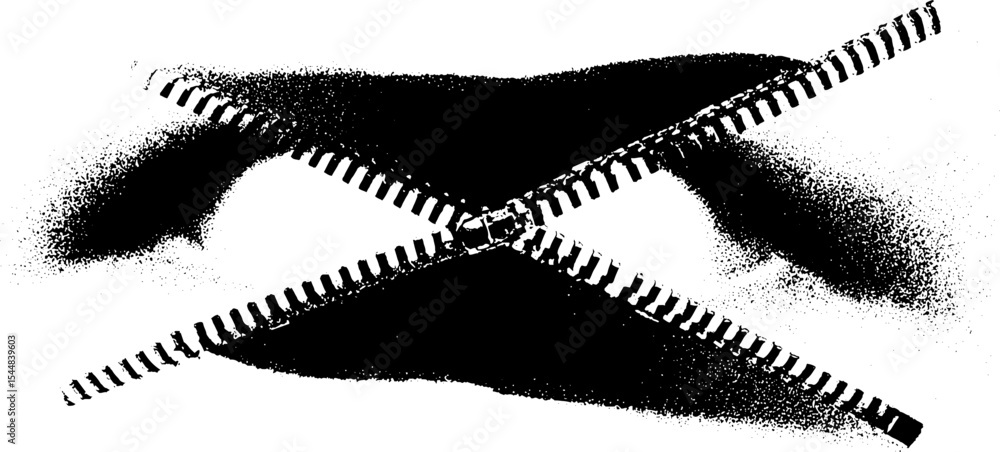 Aufkleber high contrast black and white abstract with zipper slider element for artistic design