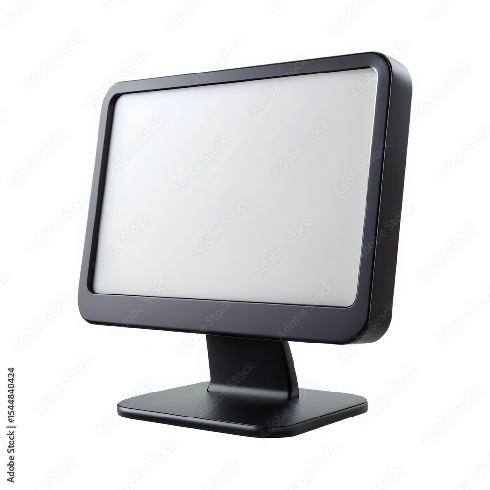 Poster black computer monitor mockup isolated on transparent background