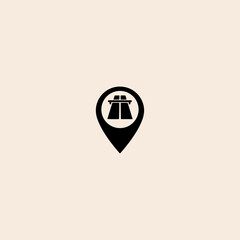 Toll road location pin icon flat vector design.