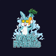 “Dark Rabbits: Burn Fast, Hop Hard”

It riffs on the electric blue flames, the shades-wearing rabbit, and that oversized carrot like it’s a street weapon. Whether it’s streetwear, gaming, or alt-masco