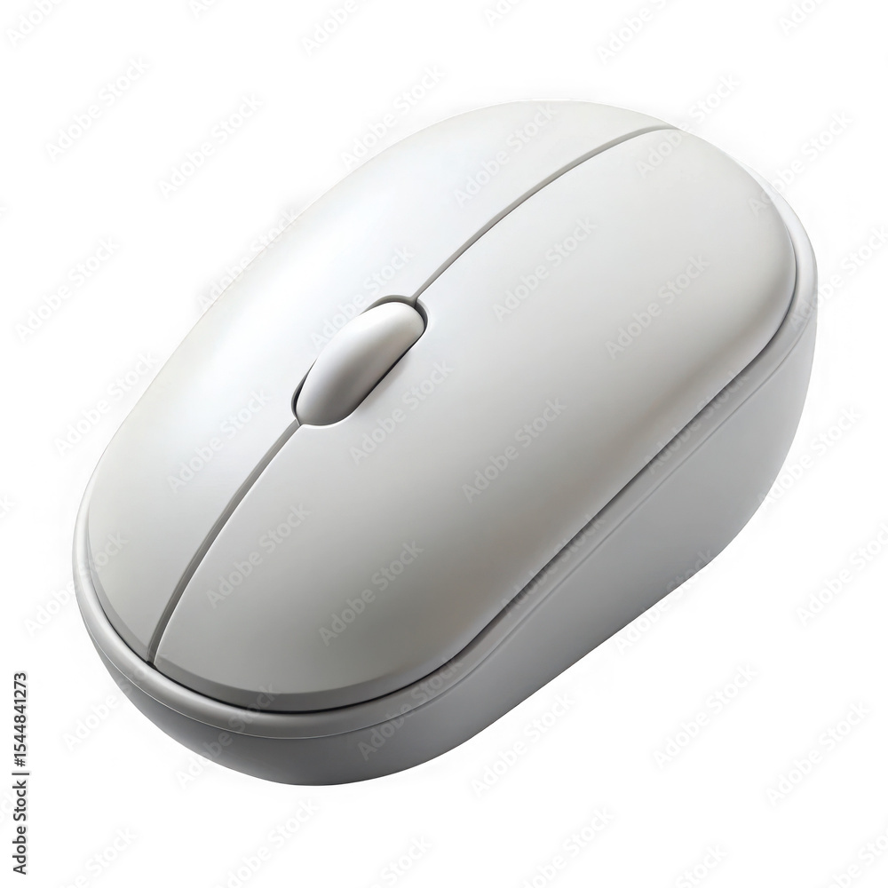 Poster white wireless computer mouse isolated on transparent background