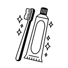 Toothbrush and Toothpaste Illustration for Dental Hygiene and Oral Care