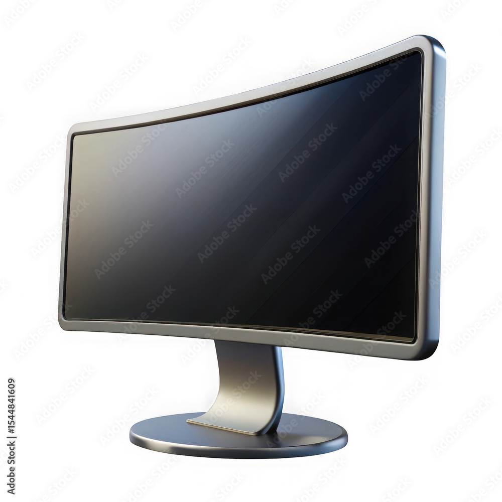Poster modern curved computer monitor isolated on transparent background
