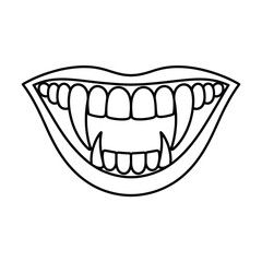 Vampire Fangs Outline Illustration for Halloween or Horror Theme