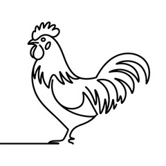 Rooster Continuous Line Drawing Farm Animal Minimalist Design Black and White