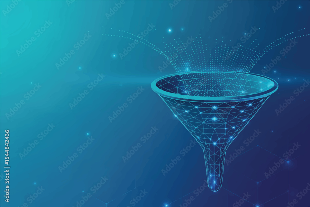 Poster futuristic data funnel digital illustration of data processing