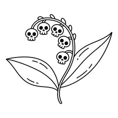 Obraz premium Lily of the Valley with Skulls Black and White Illustration