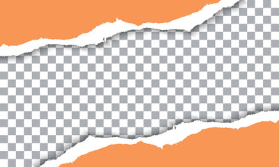 Vector Orange Torn Paper On Transparent Background