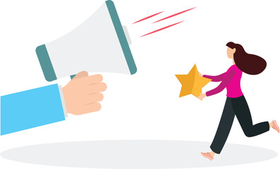 creative team working together. Business communication and collaboration.gold star as a symbol of quality.flat character life .