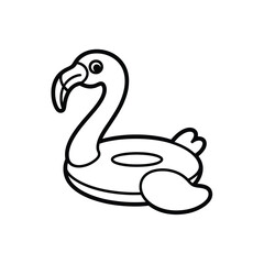 Black and white line art of a flamingo pool float
