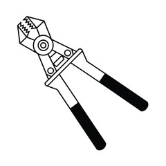 Illustration of Bolt Cutter Tool with Black and White Design