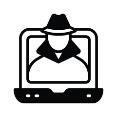 Online hacker glyph style icon is ready for premium use