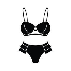 Black and white silhouette of a stylish bikini swimsuit