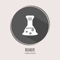 Symbol beaker logo. Illustration of beaker in flat. Stock