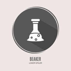 Symbol beaker logo. Illustration of beaker in flat. Stock
